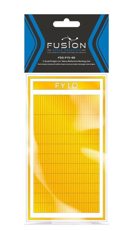 Fusion Scale Graphics 360001 O RR Freight Car Yellow Reflective Markings Set