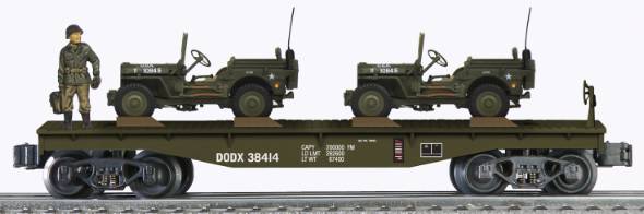 K-Line 6-22500 O Department of Defense Flat Car #38414 with 2 Jeeps & Soldier LN/Box