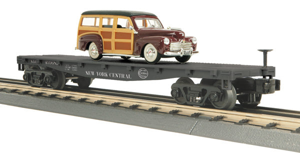 MTH 33-7614 O Gauge New York Central Flat Car w/48 Ford Woody PicKUp