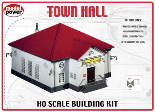 Model Power 400 HO Scale Town Hall Building Kit