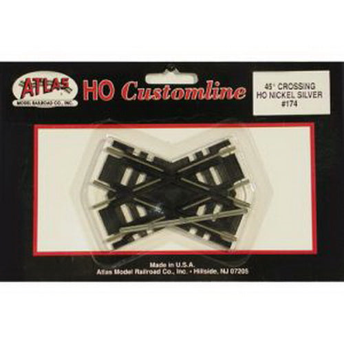 Atlas 0174 HO Custom-Line Code 100 Nickel Silver 45° Crossing Track