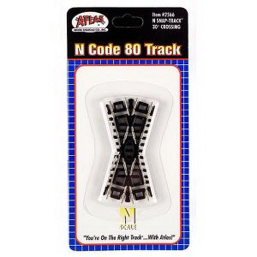 Atlas 2566 N Code 80 Nickel Silver Rail 30° Crossing Track Section