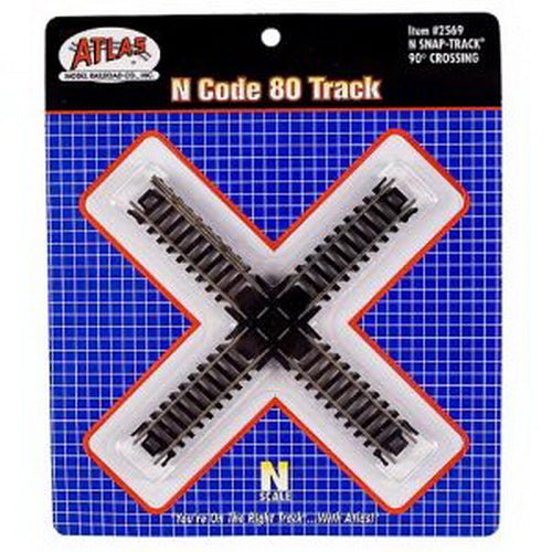 Atlas 2569 N Scale Code 80 Nickel Silver 90° Crossing Track