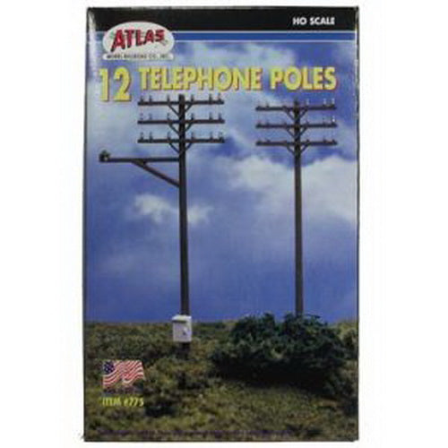 Atlas 0775 HO Scale Telephone Poles (Pack of 12)