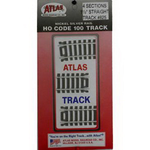 Atlas 0825 HO Code 100 Nickel Silver 1-1/2" Straight Snap Track (Pack of 4)