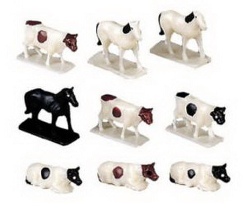Bachmann 42201 HO Scale Cows & Horses Figure Assortment Set #1 (Set of 12)