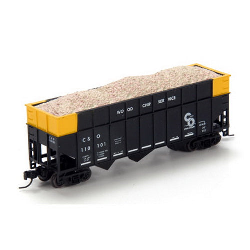 Athearn 22001 N Chesapeake and Ohio 40' Wood Chip Hopper with Load #110101
