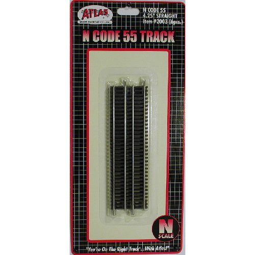 Atlas 2003 N Code 55 Nickel Silver 4-1/4" Straight Track (Pack of 6)