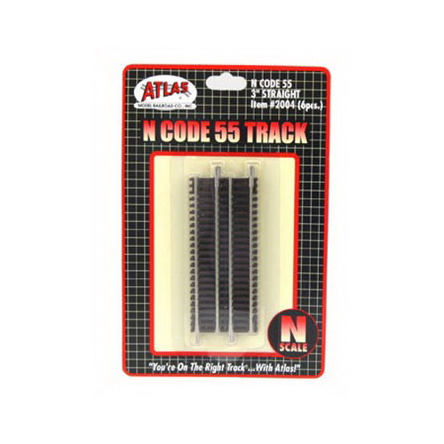 Atlas 2004 N Code 55 Nickel Silver 3" Straight Track (Pack of 6)