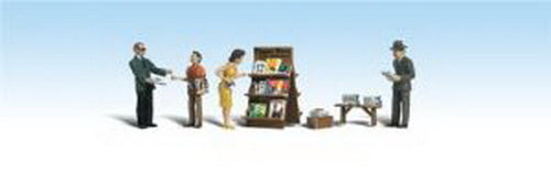 Woodland Scenics A1906 HO Scale Scenic Accents Newsstand & Figures (Set of 8)