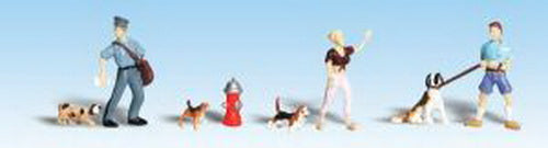 Woodland Scenics A1827 HO ScenicAccents People and Pets Figures (Set of 7)