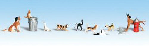 Woodland Scenics A1841 HO Scenic Accents Dogs and Cats Figures (Set of 12)