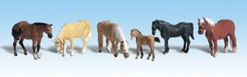 Woodland Scenics A1862 HO Scenic Accents Farm Horse Figures (Set of 6)