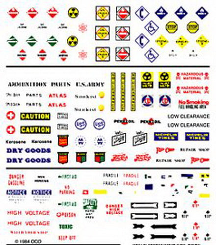Woodland Scenics DT560 HO Crate Labels & Warning Signs Dry Transfer Decals