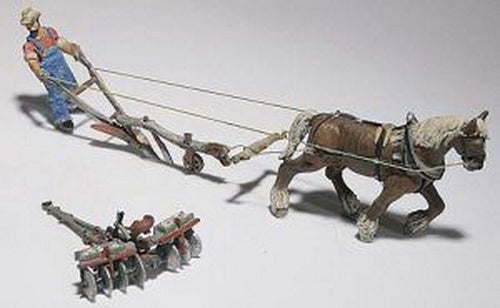 Woodland Scenics D210 HO Scenic Details Plow, Disc, Horse & Man Metal Kit