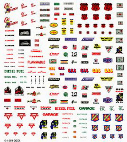 Woodland Scenics DT574 Mini-Series Service Station Signs Dry Transfer Decals