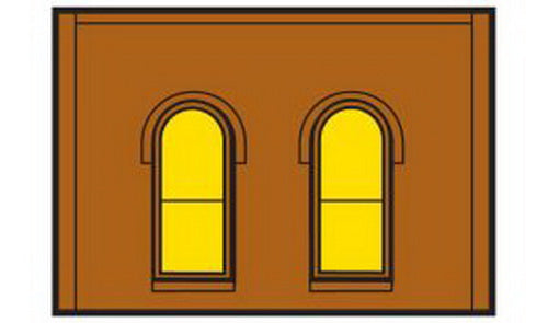 DPM 301-12 HO Scale One-Story Wall Sections With Arched Window Building Kit