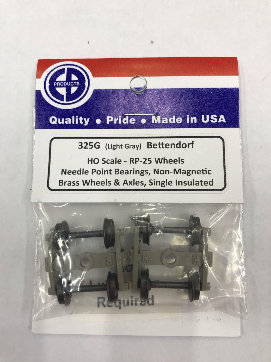 EB Products 325G HO Gray Bettendorf Brass Trucks (Pack of 2)