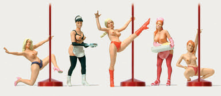 Merten 212556 HO Nightlife - Stripper Pole Dancing Figure (Set of 5)
