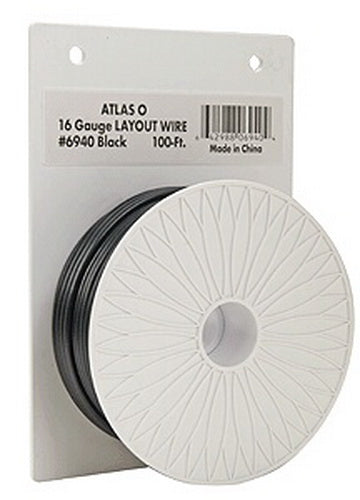 Atlas 6940 O Black 16 Gauge 100' Layout Wire