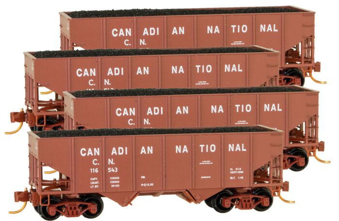 Micro-Trains 99400088 Z CN 33' Twin Bay Rib Side Hopper w/Coal Load (Set of 4)