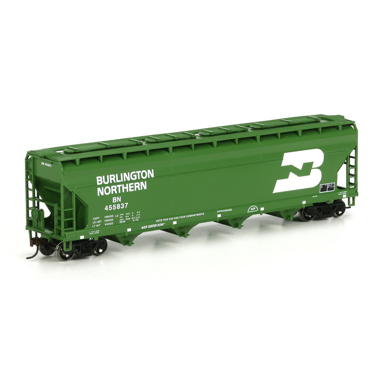 Athearn 72313 HO Scale Burlington Northern RTR ACF Centerflow Hopper #455837