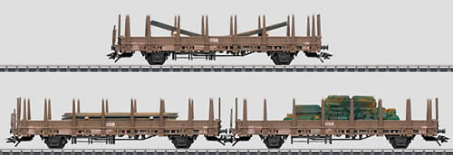 Marklin 46922 HO Scale DSB Stake Car Set with Ship Parts LN/Box