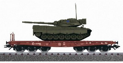 Marklin 48722 HO Scale Ferrovie Dello Stato Flat w/ Leopard Tank