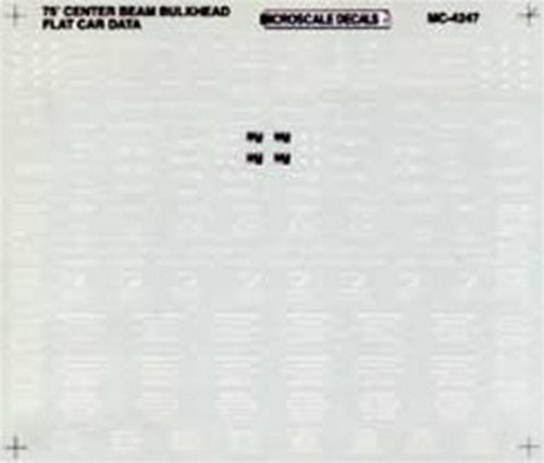 Microscale MC-4247 HO 75'' Centerbeam Bulkhead Flatcar Data Decal Sheet