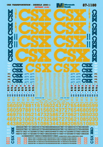 Microscale 87-1180 HO CSX Diesels Blue & Yellow Scheme YN3 Decal Sheet