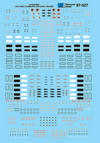 Microscale 87-527 HO 1989+ GE & EMD Data & Builders Plates Decal Sheet