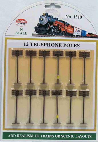 Model Power 1310 N Scale Telephone Poles (Pack of 12)