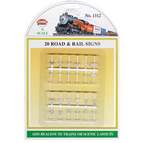 Model Power 1312 N 20 Road & Rail Signs (Pack of 12)