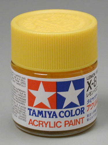Tamiya 81008 X-8 Lemon Yellow Gloss Acrylic Paint - 23 ml. Bottle