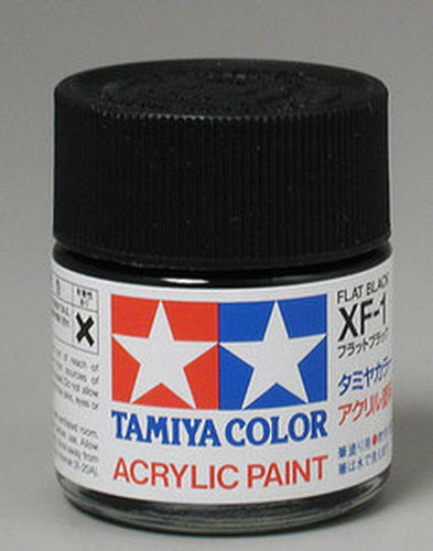 Tamiya 81701 Acrylic XF-1 Flat Black Acrylic Paint - 23 ml Bottle