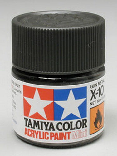 Tamiya 81510 X-10 Gun Metal Gloss Acrylic Mini Paint - 10 ml Bottle