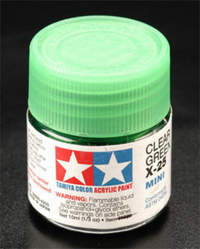 Tamiya 81525 X-25 Clear Green Acrylic Mini Paint - 10 ml. Bottle