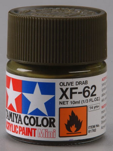 Tamiya 81762 XF-62 Olive Drab Acrylic Mini Paint 10 ml. Bottle