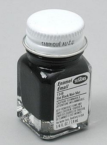 Testors 1149TT Black Flat Enamel Paint - 1/4 oz. Bottle