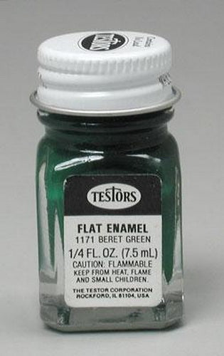 Testors 1171TT Beret Green Flat Enamel Paint - 1/4 oz. Bottle