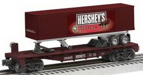 Lionel 6-26665 O Gauge Hersheys Special Dark Flatcar w/Trailer