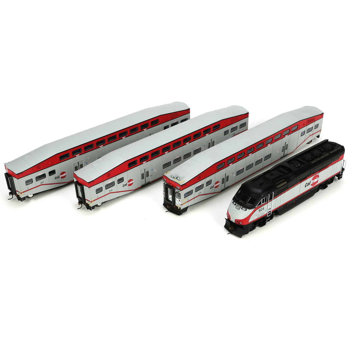 Athearn 25990 HO Scale CalTrain F59PHI Commuter Train Set