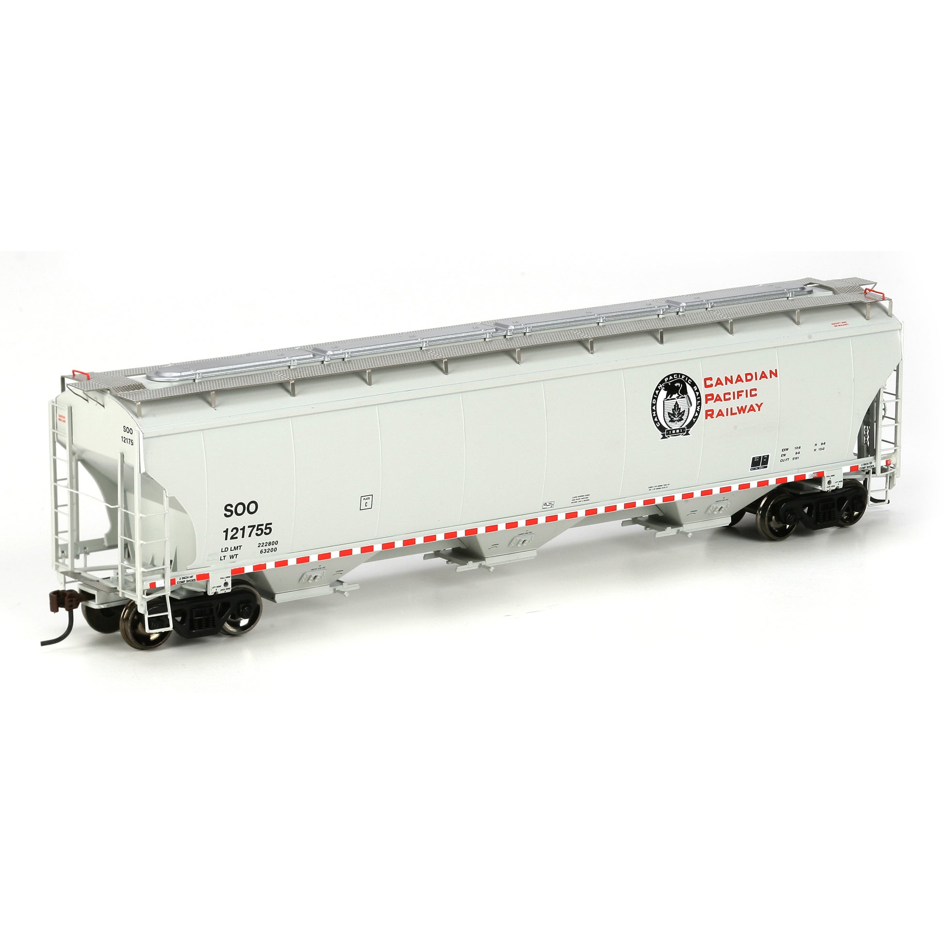 Athearn 89410 HO Canadian Pacific/SOO Line Trinity 3-Bay Covered Hopper #121755