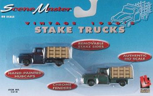 Life Like 433-1618 HO Scale Vintage 1950's Scene Master Stake Trucks (Set of 2)