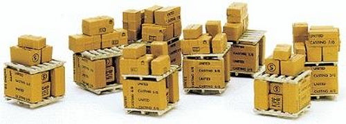 Life Like 433-1665 HO Flat Car Load Palletized Boxes Scene Master (Pack of 8)