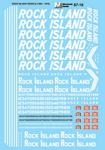 Microscale 87-18 HO 1963-1975 Rock Island Diesels Waterslide Decal Sheet