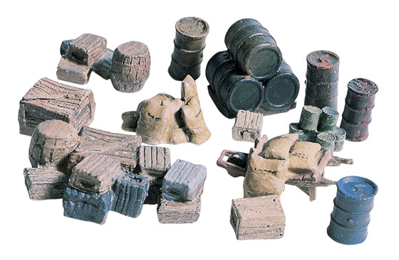 Woodland Scenics D203 HO Scenic Details Crates-Barrels-Sacks (Set of 13)