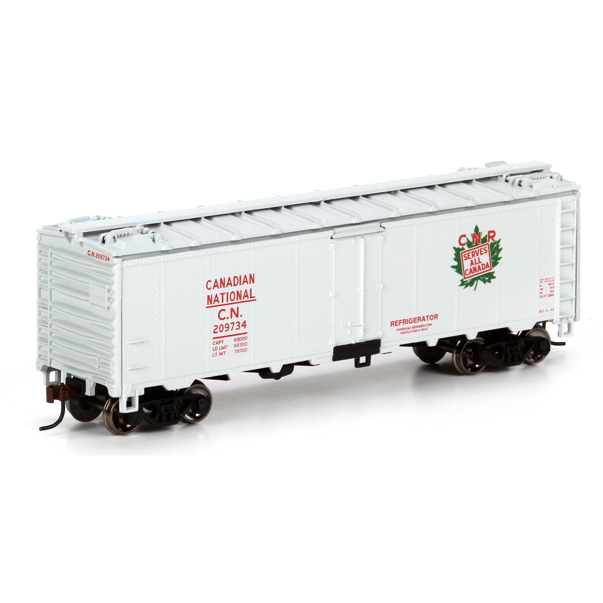 Athearn 71368 HO Scale Canadian National RTR 40' Steel Reefer #209734
