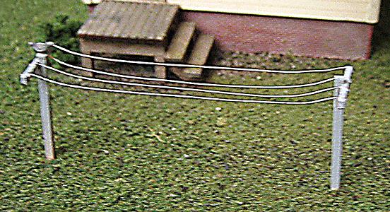 B.T.S. 23007 HO Clothes Line Laser-Cut Kit w/Posts & Line (Pack of 2)