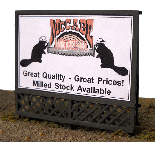 B.T.S. 23026 HO McCabe Lumber Sign Lattice-Base Wood Billboard Kit